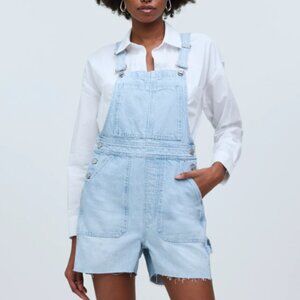 Madewell Denim XXL Oversized Carpenter Shortalls Chapin Wash: Raw-Hem Edition
